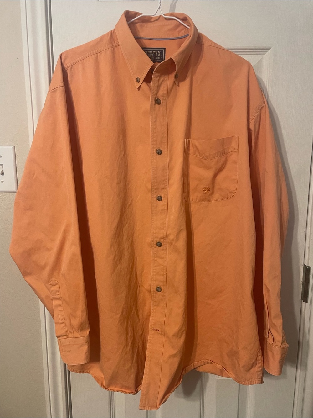Classic Men's Button-Down Shirt in Peach Orange